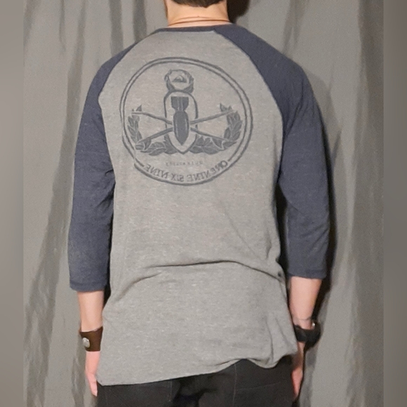 en's Quicksilver 1969 graphic long sleeve 3/4 sleeve baseball t-shirt - Picture 2 of 3